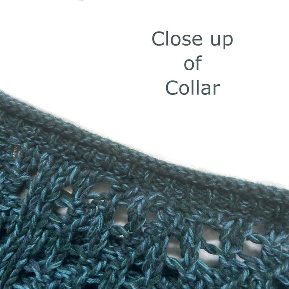 Eddie Bauer Oversized Boxy Knit Crochet Teal Sweater, Small - Picture 5 of 13